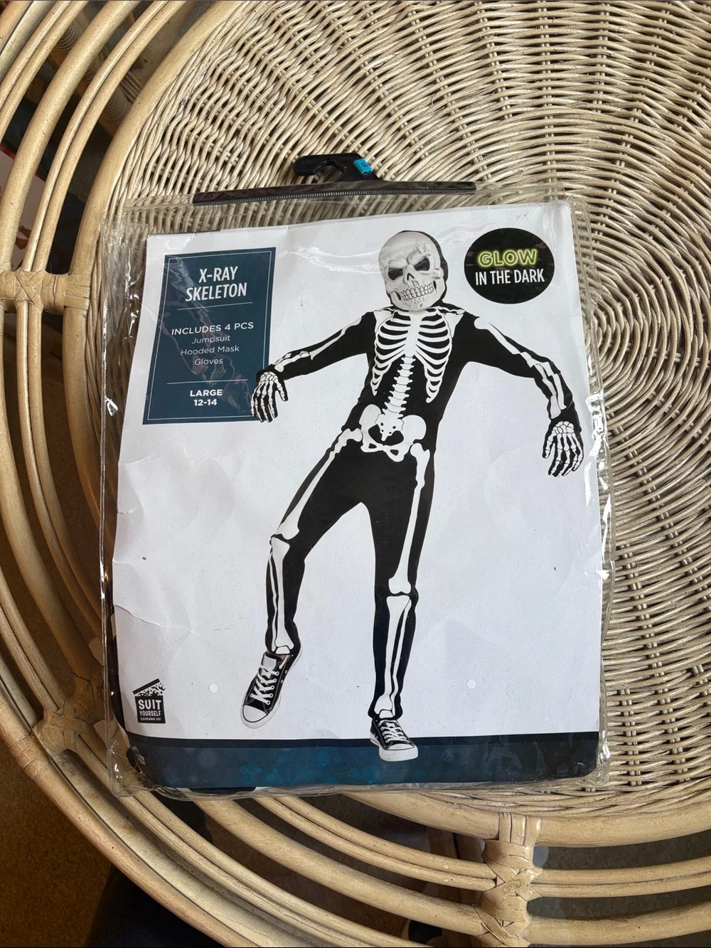 NWT ​X-Ray Skeleton  Child/Teen Glow in the Dark Halloween Costume Sz: 12-14